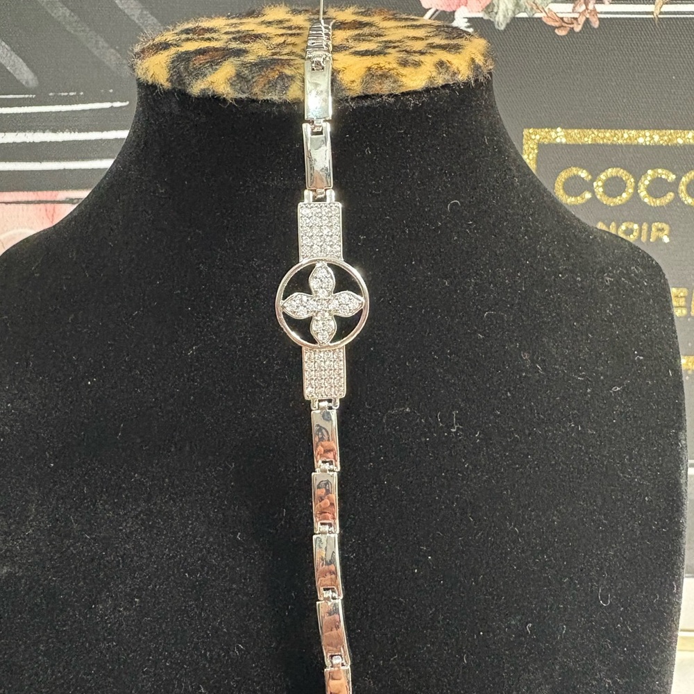 Silver Bracelet with Crystal Accents